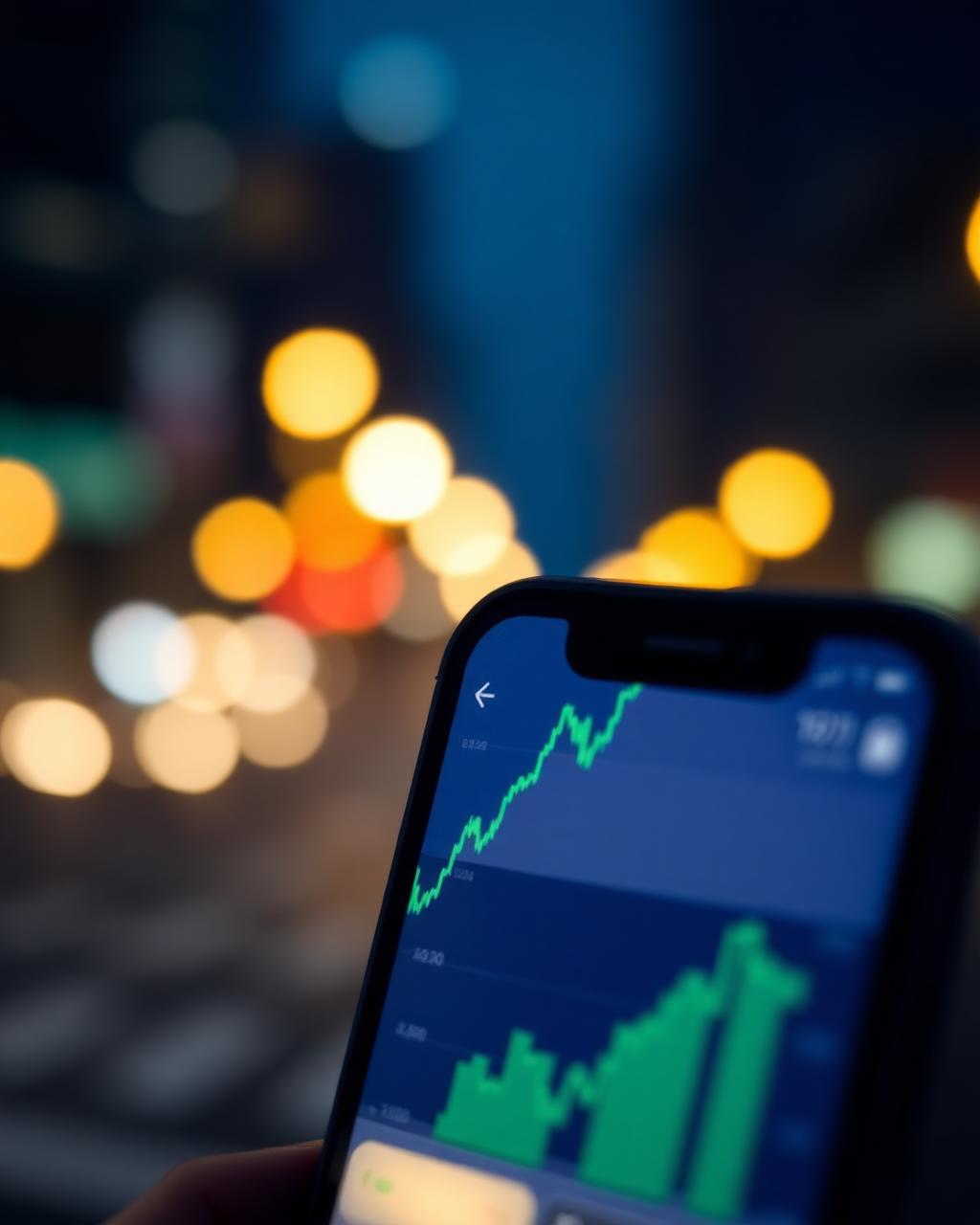 Trader checking mobile app